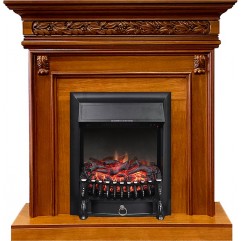 Каминокомплект Valletta - Орех с очагом Fobos FX Black Каминокомплект Valletta - Орех с очагом Fobos FX Black