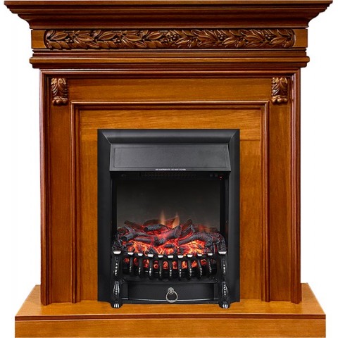 Каминокомплект Valletta - Орех с очагом Fobos FX Black