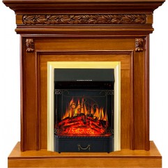 Каминокомплект Valletta - Орех с очагом Majestic FX Brass Каминокомплект Valletta - Орех с очагом Majestic FX Brass