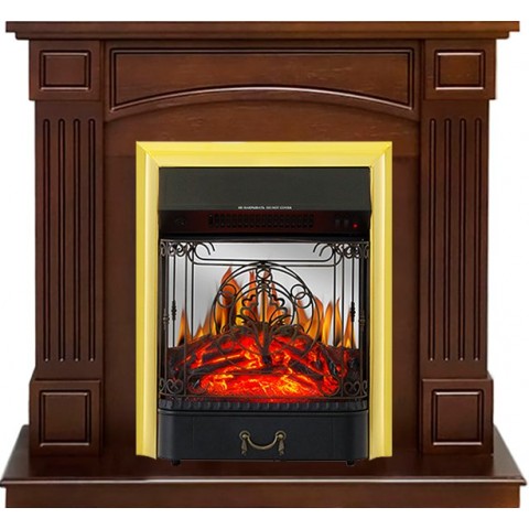 Каминокомплект Boston - Темный дуб (Высота 925см) с очагом Majestic FX M Brass