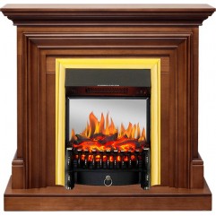 Каминокомплект Bradford - Орех с очагом Fobos FX M Brass Каминокомплект Bradford - Орех с очагом Fobos FX M Brass
