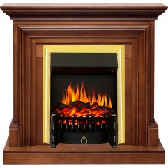 Каминокомплект Bradford - Орех с очагом Fobos FX Brass Каминокомплект Bradford - Орех с очагом Fobos FX Brass