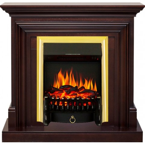 Каминокомплект Bradford - Темный дуб с очагом Fobos FX Brass
