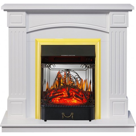 Каминокомплект Boston - Белый (Высота 925см) с очагом Majestic FX M Brass