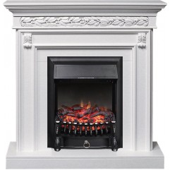 Каминокомплект Valletta - Белый (Ширина 1040 мм) с очагом Fobos FX Black Каминокомплект Valletta - Белый (Ширина 1040 мм) с очагом Fobos FX Black