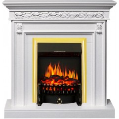 Каминокомплект Valletta - Белый (Ширина 1040 мм) с очагом Fobos FX Brass Каминокомплект Valletta - Белый (Ширина 1040 мм) с очагом Fobos FX Brass