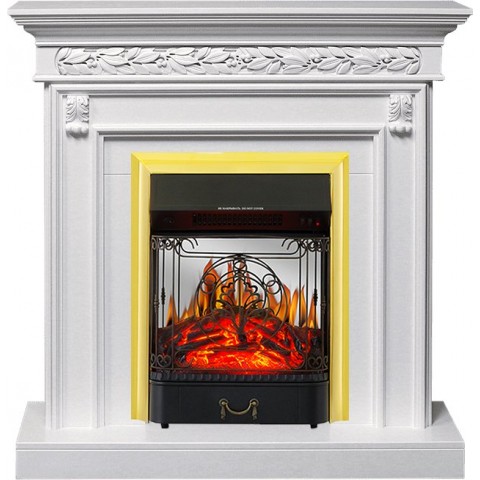 Каминокомплект Valletta - Белый (Ширина 1040 мм) с очагом Majestic FX M Brass