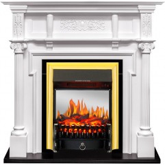 Каминокомплект Oxford - Белый с очагом Fobos FX M Brass Каминокомплект Oxford - Белый с очагом Fobos FX M Brass