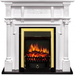 Каминокомплект Oxford - Белый с очагом Fobos FX Brass Каминокомплект Oxford - Белый с очагом Fobos FX Brass