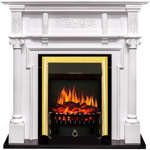 Каминокомплект Oxford - Белый с очагом Fobos FX Brass