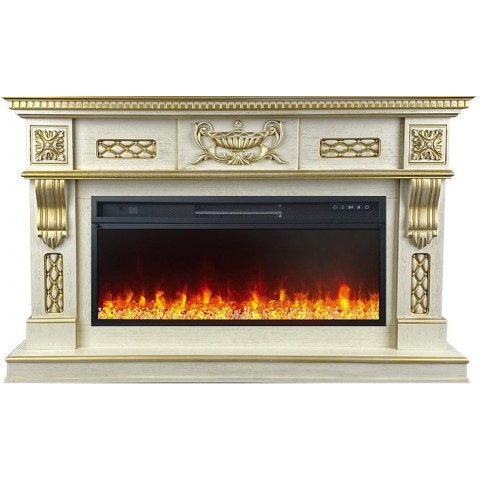 Каминокомплект Corsica - Слоновая кость с патиной (Ширина 1500 мм) с очагом Vision 42 LED