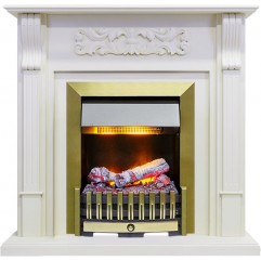 Каминокомплект Venice - Фактурный белый с очагом Danville Antique Brass FB2 Каминокомплект Venice - Фактурный белый с очагом Danville Antique Brass FB2