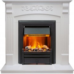 Каминокомплект Sorrento угловой - Белый дуб с очагом Brookline Black Каминокомплект Sorrento угловой - Белый дуб с очагом Brookline Black