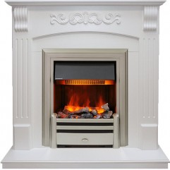 Каминокомплект Sorrento угловой - Белый дуб с очагом Chesford