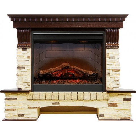 Каминокомплект Pierre Luxe угловой - Темный дуб / Сланец (Высота 1000мм) с очагом Symphony 26'' DF2608-INT