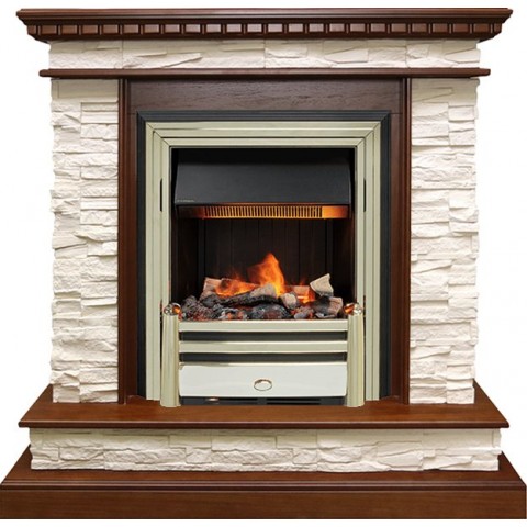 Каминокомплект Calgary - Дуб / Сланец белый с очагом Cavendish