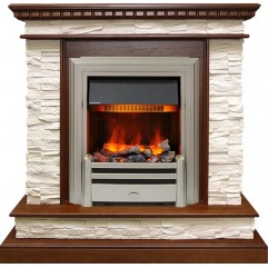 Каминокомплект Calgary - Дуб / Сланец белый с очагом Chesford