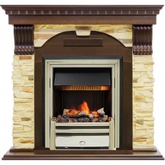 Каминокомплект Dublin угловой - Темный дуб / Сланец с очагом Cavendish