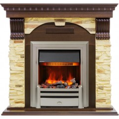 Каминокомплект Dublin угловой - Темный дуб / Сланец с очагом Chesford