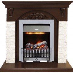 Каминокомплект Bern Сланец мелкий белый / Темный дуб с очагом Danville Chrome FB2 Каминокомплект Bern Сланец мелкий белый / Темный дуб с очагом Danville Chrome FB2