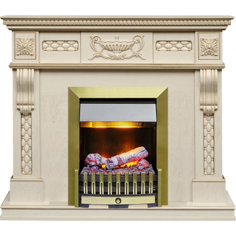 Каминокомплект Corsica - Слоновая кость с патиной (Ширина 1100) с очагом Danville Antique Brass FB2