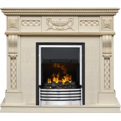Каминокомплект Corsica - Слоновая кость с патиной (Ширина 1100) с очагом Flagstaff Каминокомплект Corsica - Слоновая кость с патиной (Ширина 1100) с очагом Flagstaff