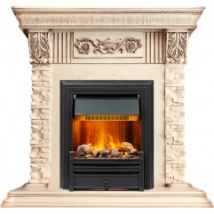 Каминокомплект Luxemburg (каменный) - Сланец/Cлоновая кость с патиной с очагом Brookline Black Каминокомплект Luxemburg (каменный) - Сланец/Cлоновая кость с патиной с очагом Brookline Black
