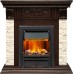 Каминокомплект Luxemburg (каменный) - Сланец/Темный дуб с очагом Brookline Black