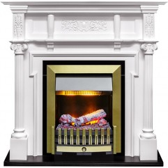 Каминокомплект Oxford - Белый с очагом Danville Antique Brass FB2 Каминокомплект Oxford - Белый с очагом Danville Antique Brass FB2