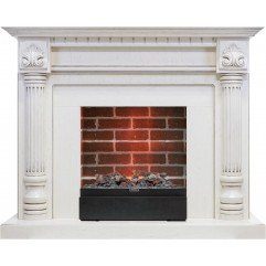 Каминокомплект Edinburg - Слоновая кость / Кирпич с очагом Juneau
