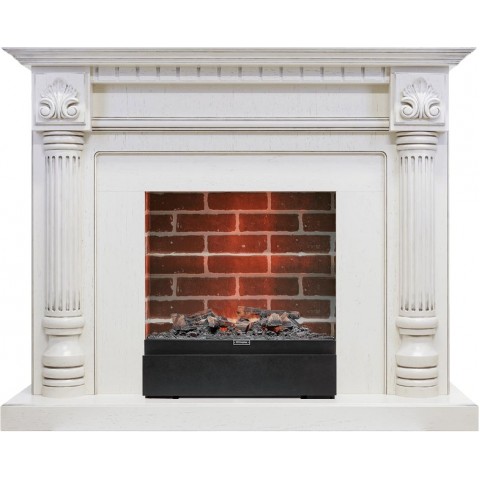 Каминокомплект Edinburg - Слоновая кость / Кирпич с очагом Juneau