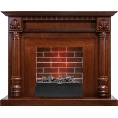 Каминокомплект  Edinburg - Орех / Кирпич с очагом Juneau