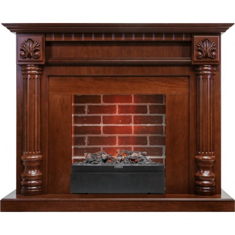 Каминокомплект  Edinburg - Орех / Кирпич с очагом Juneau