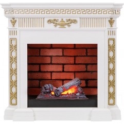 Каминокомплект Greece - Белый с золотом с очагом Cassette 400 NH Каминокомплект Greece - Белый с золотом с очагом Cassette 400 NH