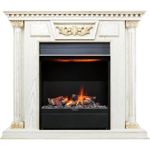 Каминокомплект Olympia - Белый дуб, патина с золотом с очагом Albany