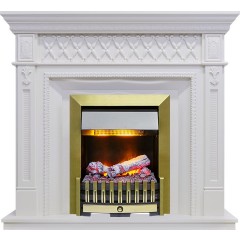 Каминокомплект Alexandria - Белый дуб с очагом Danville Antique Brass FB2 Каминокомплект Alexandria - Белый дуб с очагом Danville Antique Brass FB2