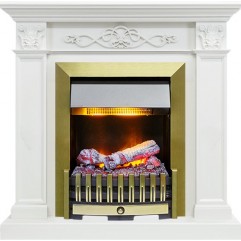 Каминокомплект Verona - Белый дуб с очагом Danville Antique Brass FB2 Каминокомплект Verona - Белый дуб с очагом Danville Antique Brass FB2