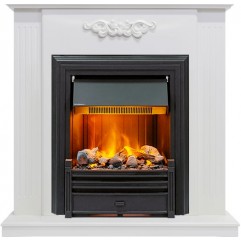 Каминокомплект Lumsden - Белый дуб с очагом Brookline Black Каминокомплект Lumsden - Белый дуб с очагом Brookline Black