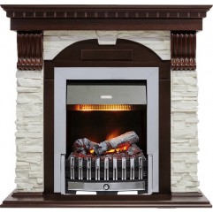 Каминокомплект Dublin - Темный дуб / Сланец белый с очагом Danville Chrome FB2 Каминокомплект Dublin - Темный дуб / Сланец белый с очагом Danville Chrome FB2