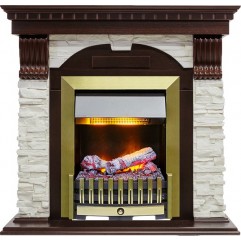 Каминокомплект Dublin - Темный дуб / Сланец белый с очагом Danville Antique Brass FB2 Каминокомплект Dublin - Темный дуб / Сланец белый с очагом Danville Antique Brass FB2