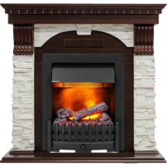 Каминокомплект Dublin - Темный дуб / Сланец белый с очагом Danville Black FB2 Каминокомплект Dublin - Темный дуб / Сланец белый с очагом Danville Black FB2