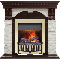 Каминокомплект Dublin - Темный дуб / Сланец белый с очагом Danville Brass FB2 Каминокомплект Dublin - Темный дуб / Сланец белый с очагом Danville Brass FB2