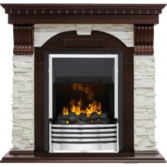 Каминокомплект Dublin - Темный дуб / Сланец белый с очагом Flagstaff Каминокомплект Dublin - Темный дуб / Сланец белый с очагом Flagstaff
