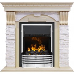 Каминокомплект Dublin - Слоновая кость с патиной / Сланец крем с очагом Flagstaff Каминокомплект Dublin - Слоновая кость с патиной / Сланец крем с очагом Flagstaff
