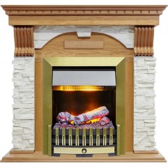 Каминокомплект Dublin - Дуб / Сланец белый с очагом Danville Antique Brass FB2 Каминокомплект Dublin - Дуб / Сланец белый с очагом Danville Antique Brass FB2