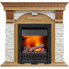 Каминокомплект Dublin - Дуб / Сланец белый с очагом Danville Black FB2 Каминокомплект Dublin - Дуб / Сланец белый с очагом Danville Black FB2