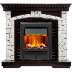 Каминокомплект Glasgow - Венге / Белый с очагом Brookline Black