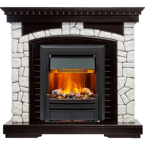 Каминокомплект Glasgow - Венге / Белый с очагом Brookline Black