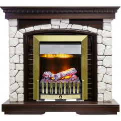 Каминокомплект Glasgow - Темный дуб / Белый с очагом Danville Antique Brass FB2 Каминокомплект Glasgow - Темный дуб / Белый с очагом Danville Antique Brass FB2