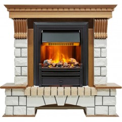 Каминокомплект Pierre Luxe - Дуб / Белый (Высота 1020мм) с очагом Brookline Black Каминокомплект Pierre Luxe - Дуб / Белый (Высота 1020мм) с очагом Brookline Black